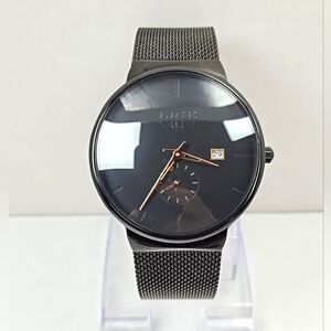 LIGE Dream Black Mesh Stainless Steel Date Quartz Subdial Watch New Battery Mens